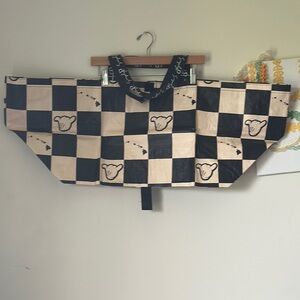 Checkered Black and Cream Poncho